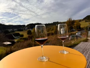 Zeit für eine Pause mit Weitblick, auf die Vulkaneifel im Herbst